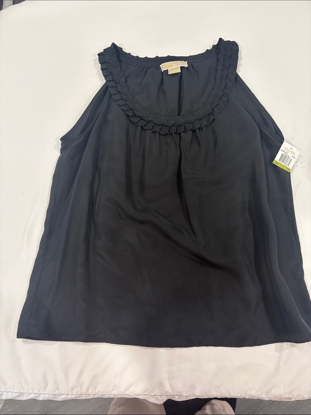 MICHAEL Michael Kors Black Sleeveless Ruffle-Trim Tank
